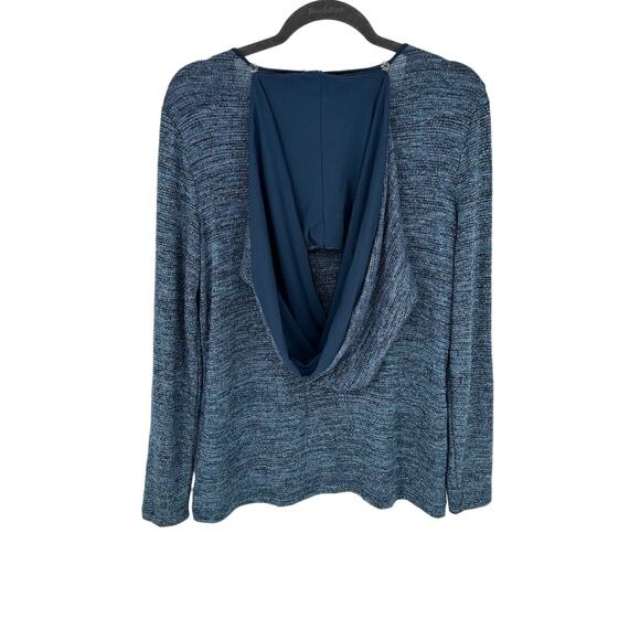 Chico's Long Sleeve Sweater  Removable Removable Cowl Neck Blue Metallic Size M - Picture 2 of 9
